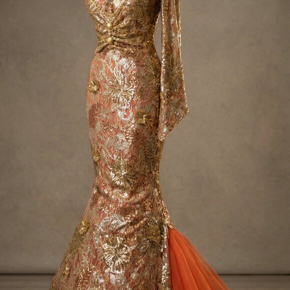 ⚜👑Luxury Couture Designer Party Prom Wedding Evening Cocktail Runway Gown Dress - Picture 4 of 6